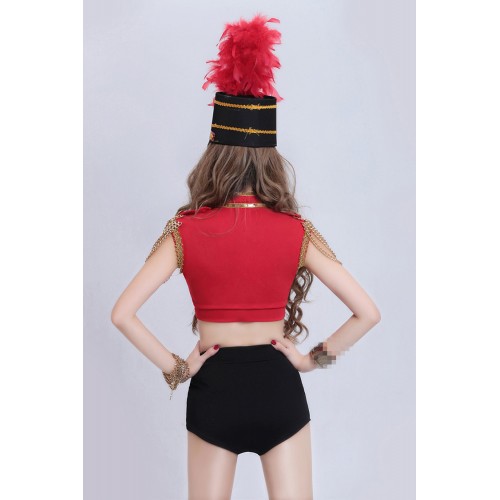 Black red gold Sexy ds women fashion hip hop drummer play Dance Costumes dj Female Singer Stage Performance Wear clothing